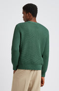 Pringle of Scotland Men's Round Neck Cotton Jumper in Forest Green rear view
