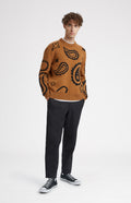 Paisley Lambswool Jumper in Vicuna & Black on model - Pringle of Scotland