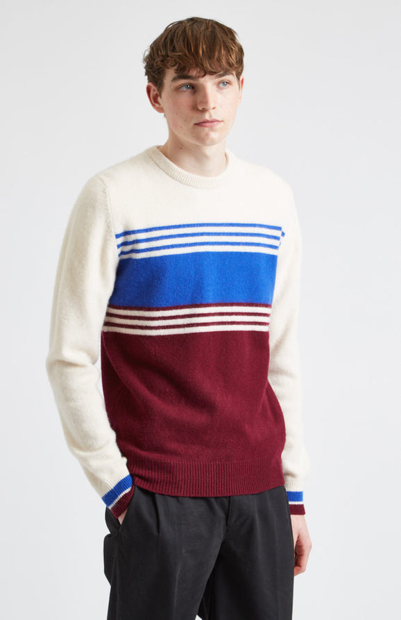 Multicoloured Stripe Round Neck Brushed Lambswool Jumper
