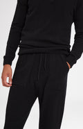 Men's Knitted Merino Cashmere Joggers in Black waist detail - Pringle of Scotland