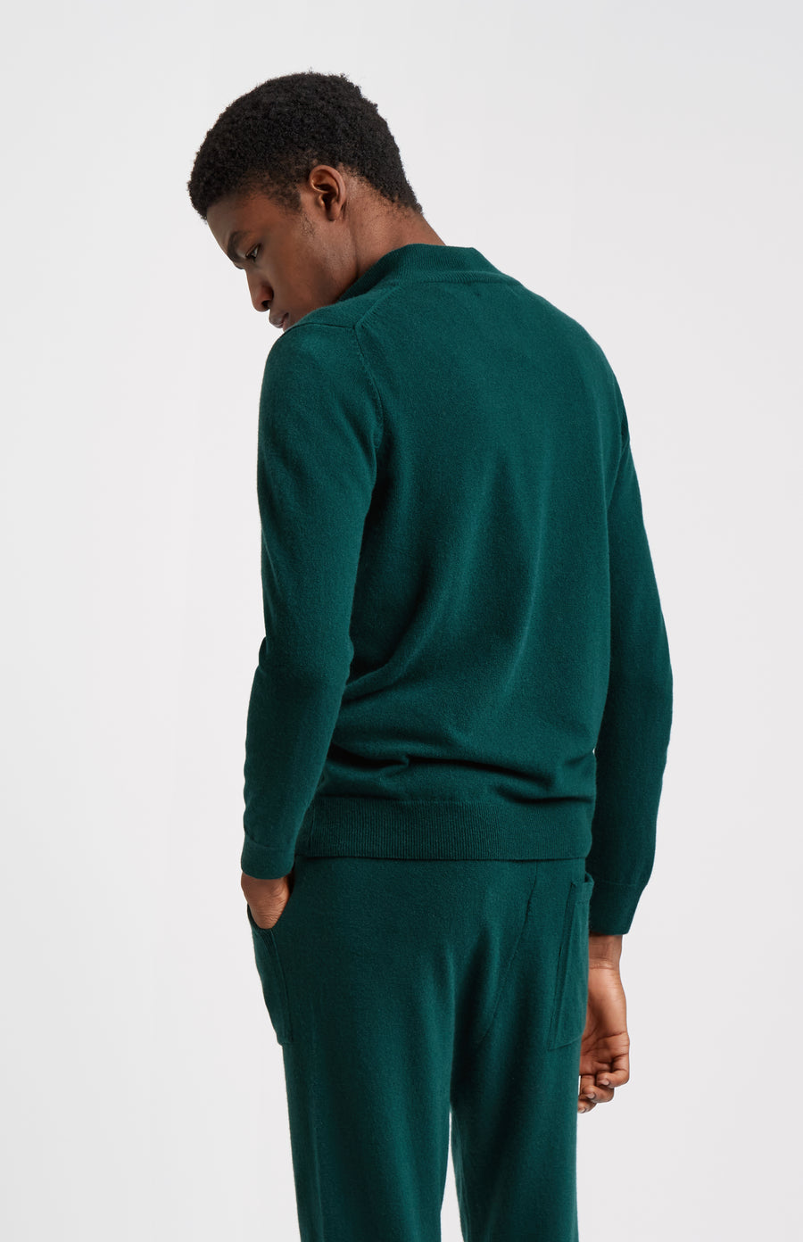Pringle of Scotland Men's Knitted Merino Cashmere Joggers In Dark Teal with matching top