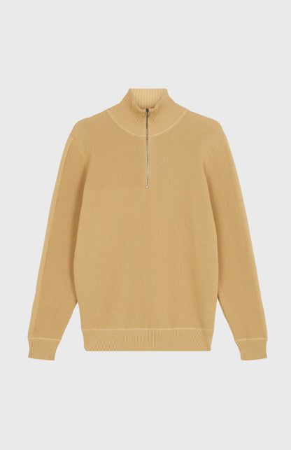 Pringle of Scotland Men's Half Zip Cotton Jumper in Sandstorm