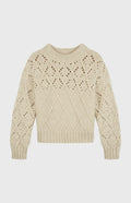 Jumper with allover diamond pattern in Light Oatmeal flat shot - Pringle of Scotland