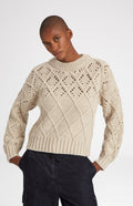 Jumper with allover diamond pattern in Light Oatmeal - Pringle of Scotland