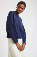 Women's Round Neck Cropped Cosy Cashmere Jumper In Navy