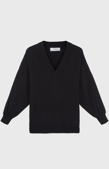 Women's V Neck Lightweight Cashmere Jumper In Black