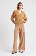 Pringle of Scotland Knitted Wide Leg Cashmere Blend Trousers In Sand