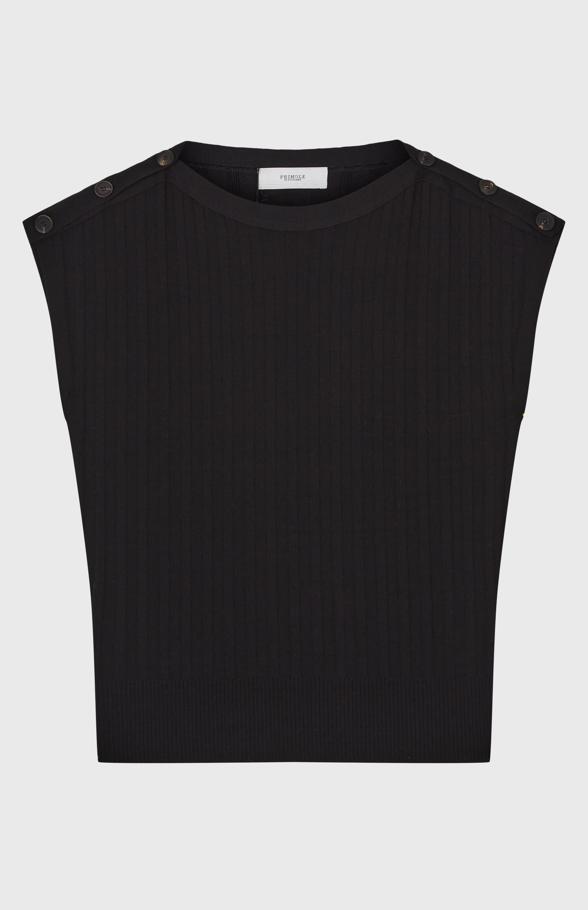 Pringle of Scotland Round Neck Merino Sleeveless Jumper In Black