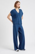 Pringle of Scotland V Neck Sleeveless cashmere blend jumper in Night Sky with matching trousers