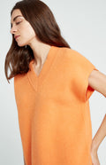 V Neck Sleeveless cashmere blend jumper in Orange neck detail - Pringle of Scotland