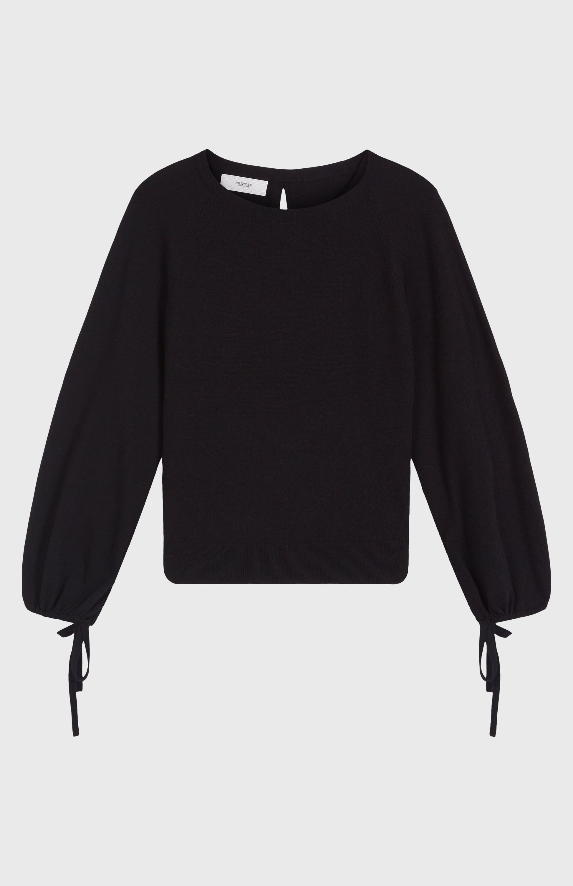 Pringle of Scotland Lightweight Round Neck Cashmere Jumper In Black flat shot