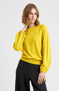 Pringle of Scotland Lightweight Round Neck Cashmere Jumper in Yellow on model