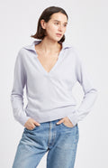Women's Light Blue Polo-Style Cashmere Jumper Cropped View - Pringle of Scotland