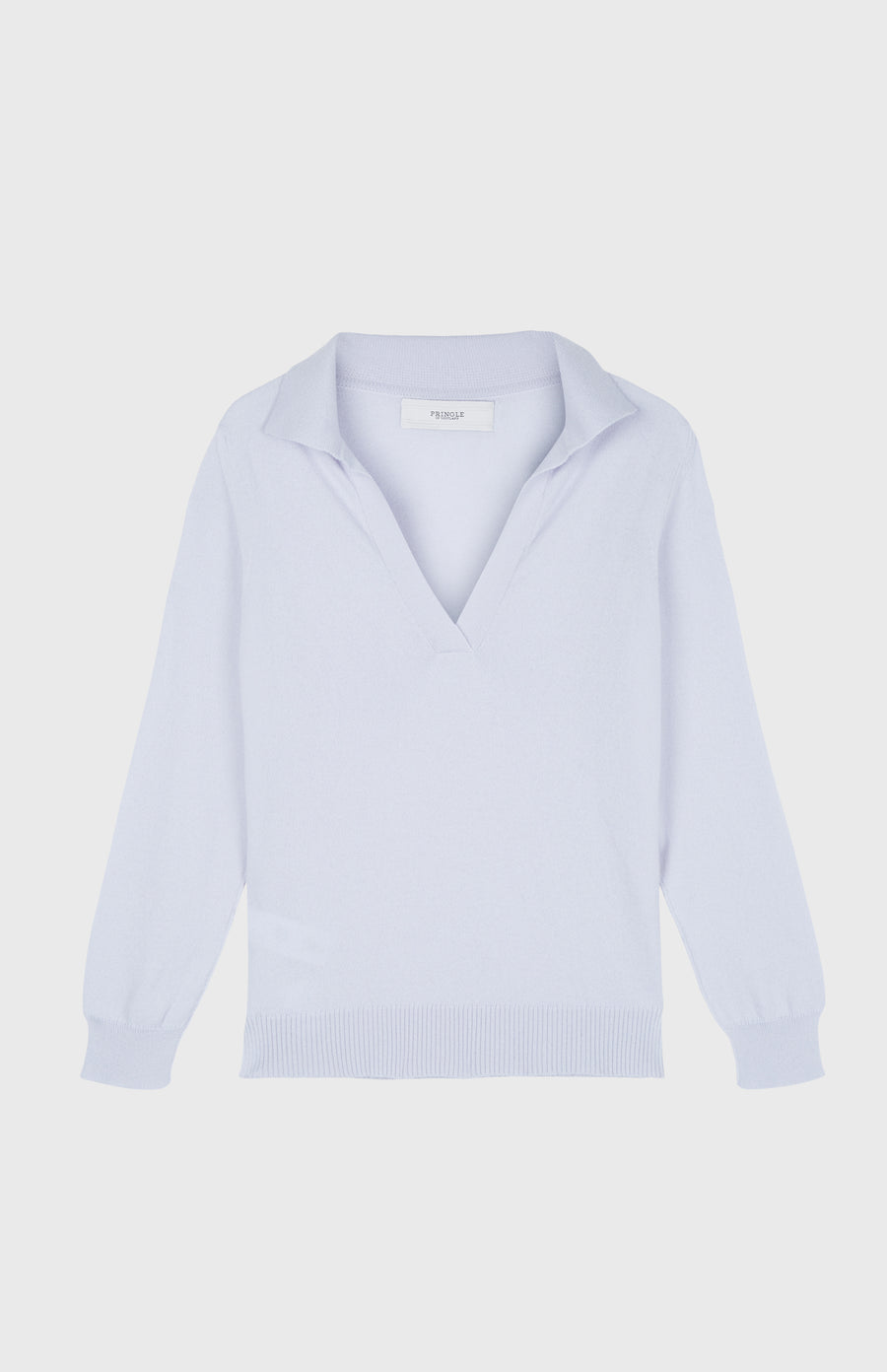 Women's Polo-style Cashmere Jumper In Light Blue