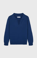 Women's Polo-style Cashmere Jumper In Navy