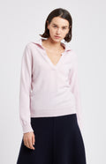 Women's Pink Polo-Style Cashmere Jumper Cropped View  - Pringle of Scotland
