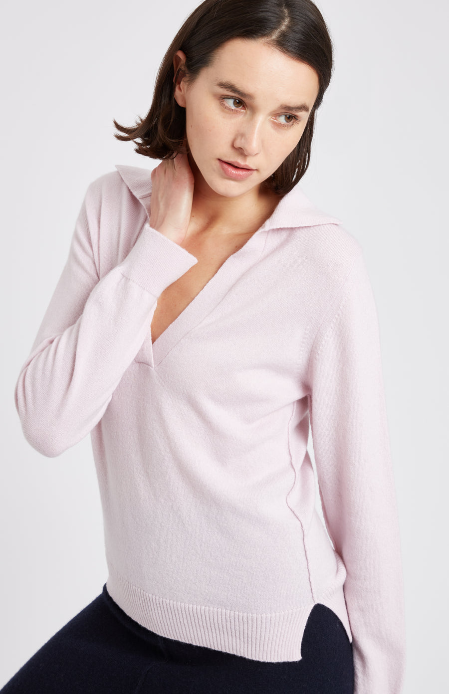 Women's Pink Polo-Style Cashmere Jumper Details - Pringle of Scotland