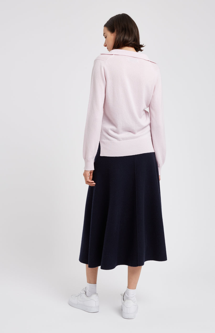 Women's Pink Polo-Style Cashmere Jumper Back View - Pringle of Scotland