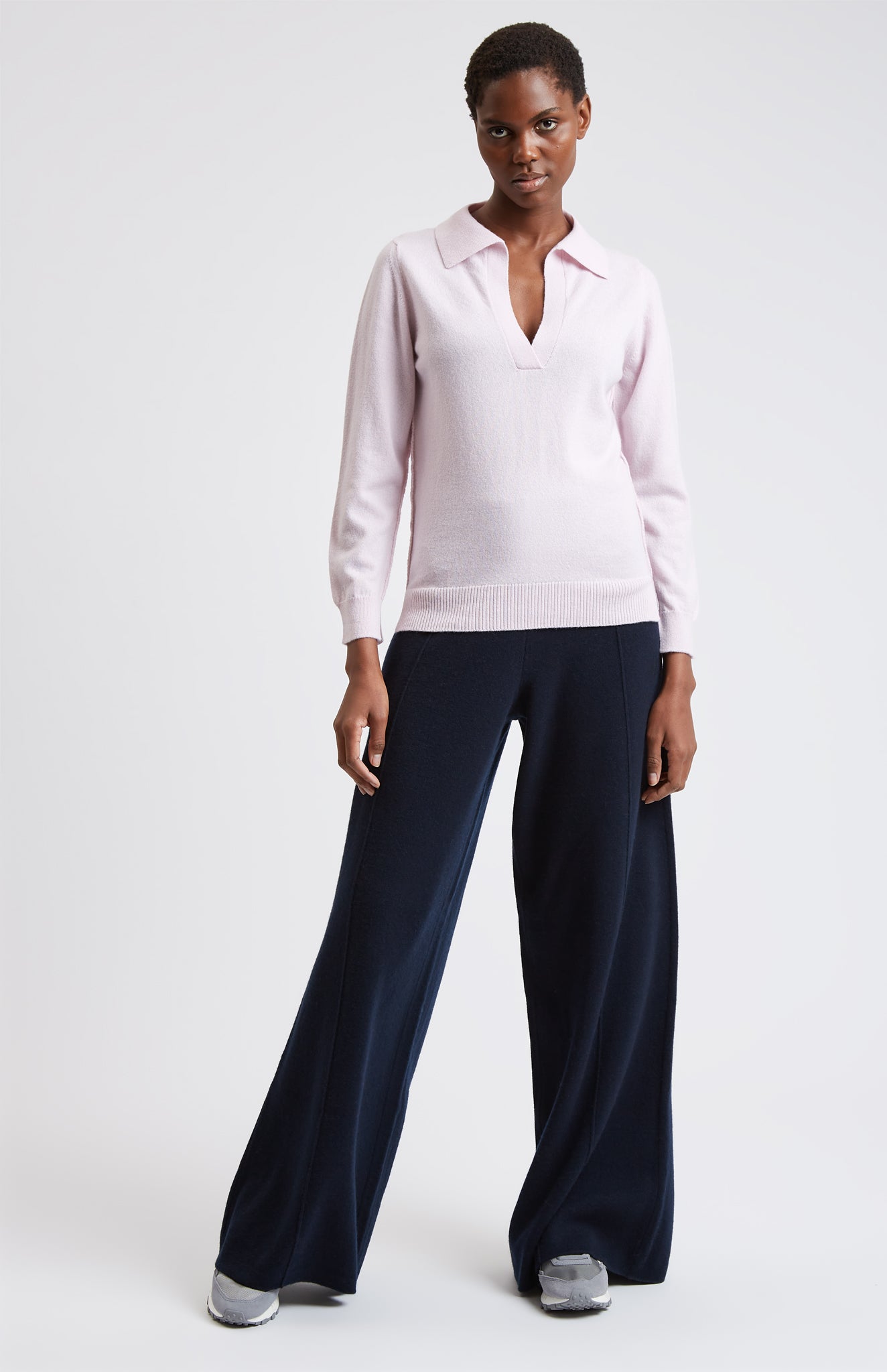 Women's Polo-style Cashmere Jumper In Pink