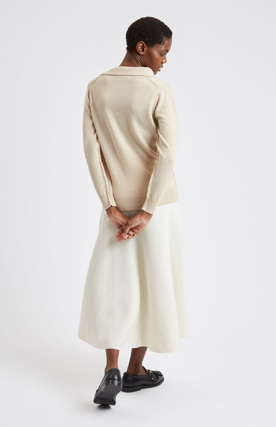 Women's Polo-style Cashmere Jumper In Honey