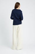 Women's Polo-style Cashmere Jumper In Inkwell rear view - Pringle of Scotland