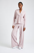 Cashmere Blend Trousers In Powder Pink full length - Pringle of Scotland