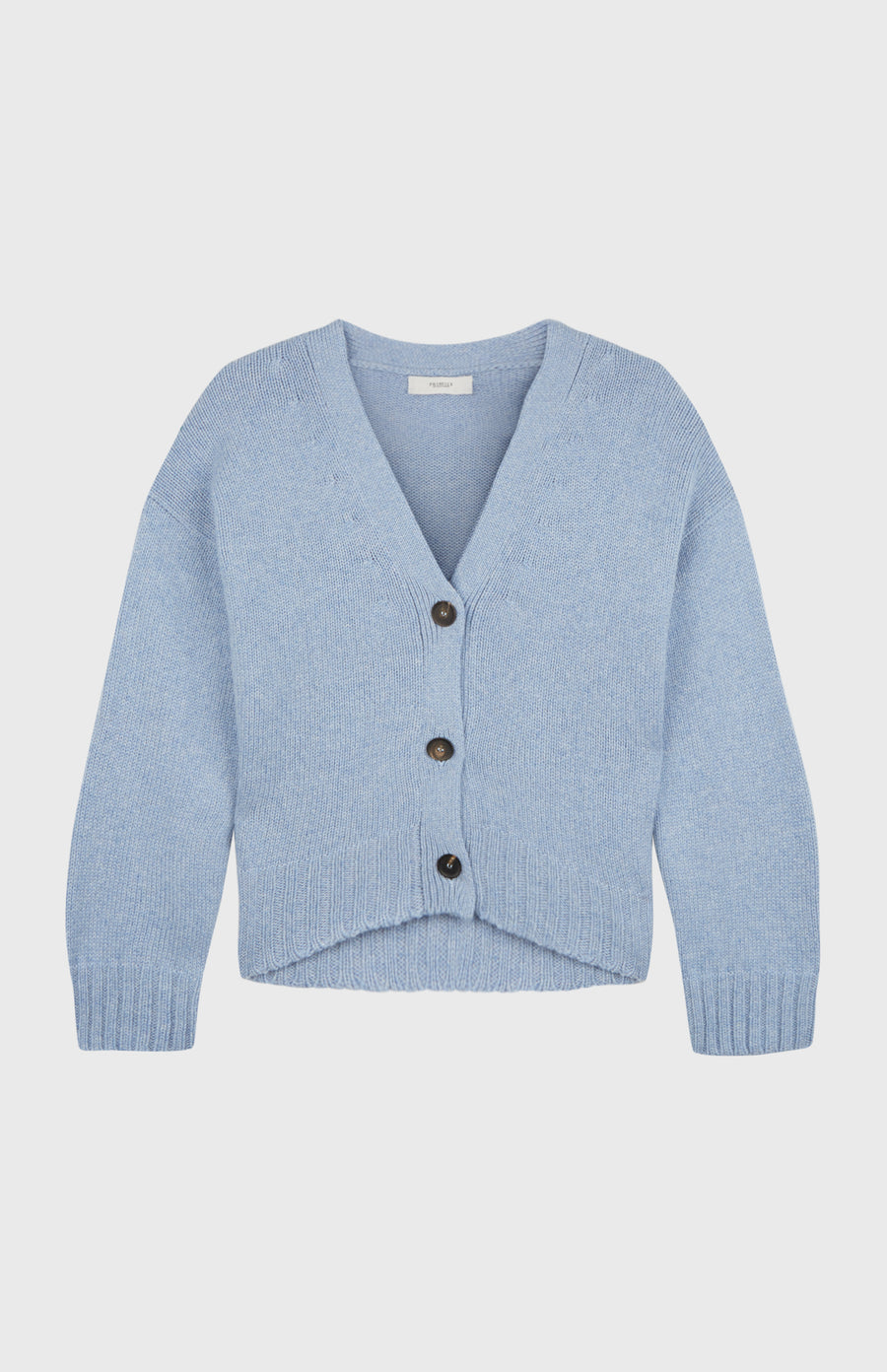 Women's Cropped Cosy Cashmere Cardigan In Sky flat shot - Pringle of Scotland