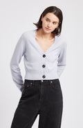 Women's Cropped Light Blue Cashmere Cardigan Cropped View - Pringle of Scotland 