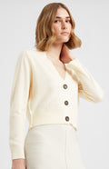 Pringle of Scotland Women's Cropped Cashmere Cardigan In Off White button detail