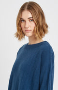 Pringle of Scotland Cashmere Blend Wide Neck Rib Jumper In Night Sky showing neck detail