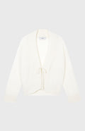 Pringle of Scotland Lightweight Cashmere Cardigan with Tie in Off White
