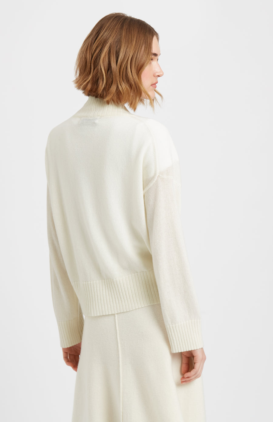 Pringle of Scotland Lightweight Cashmere Cardigan with Tie in Off White rear view