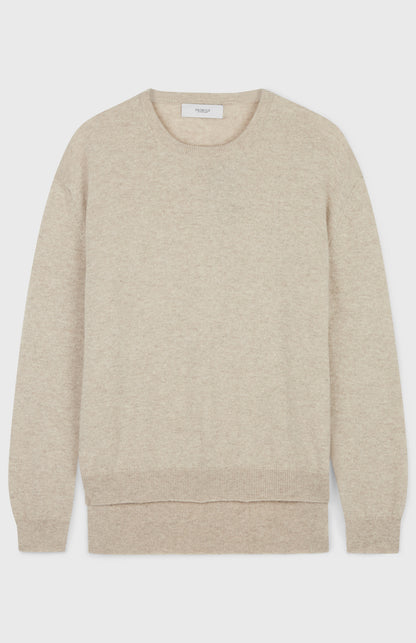 Round Neck Cashmere Jumper In Light Beige flat shot - Pringle of Scotland