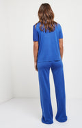 Women's Merino Silk T shirt In Bright Blue rear view - Pringle of Scotland