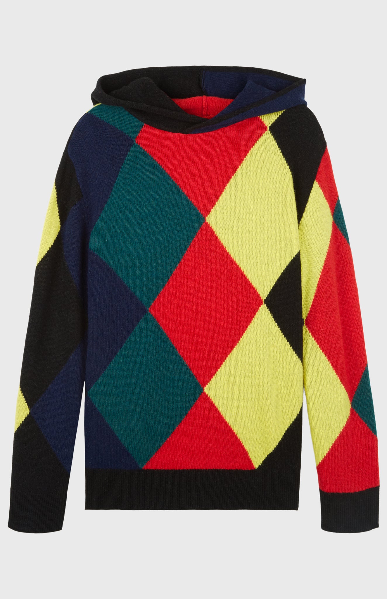 Pringle Reissued Unisex Harlequin Argyle Hoodie in multi coloured diamonds