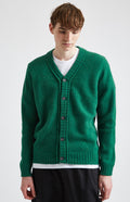 V Neck Brushed Sheltand Wool Cardigan in Emerald - Pringle of Scotland