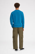 Round Neck Lambswool Golf Jumper In Lagoon rear view - Pringle of Scotland