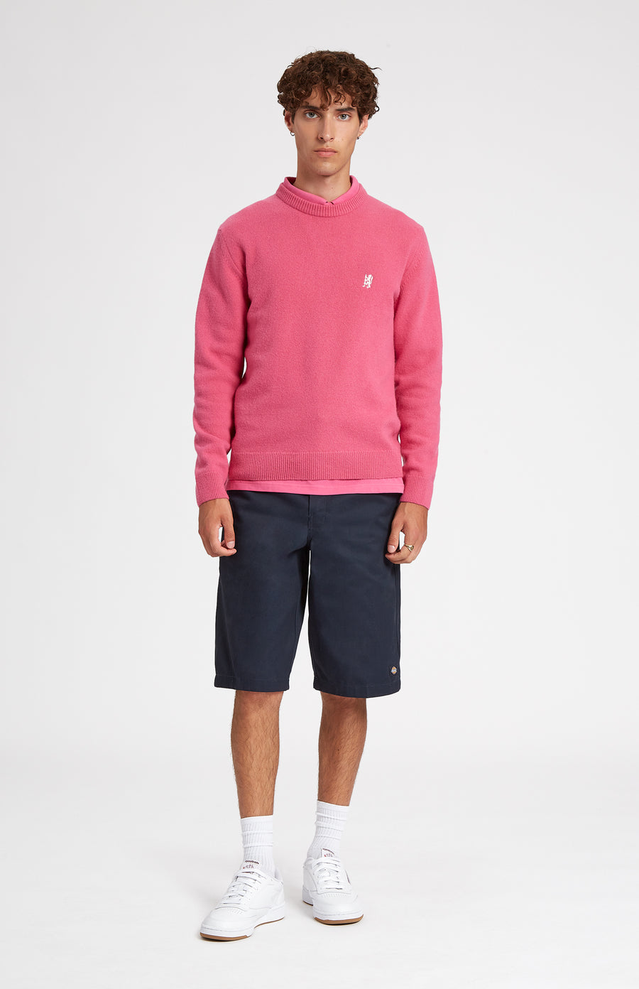 Pringle of Scotland Round Neck Lambswool Golf Jumper In Heather Pink