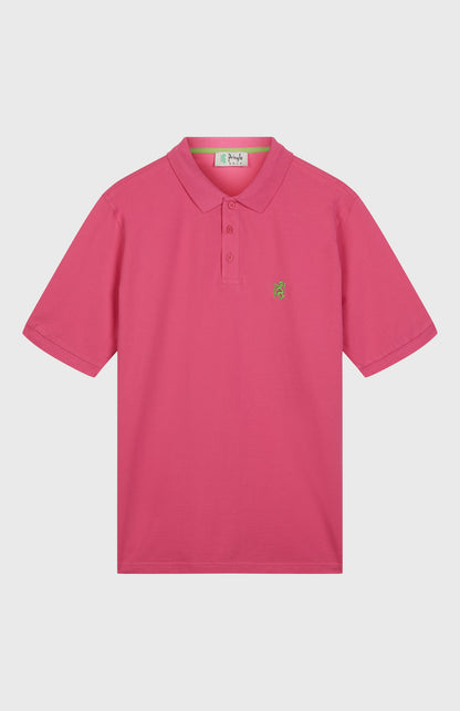 Heritage Golf Cotton Polo Shirt In Heather Pink flat shot - Pringle of Scotland