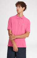 Cotton Heritage Golf Polo Shirt In Heather Pink on a man - Pringle of Scotland