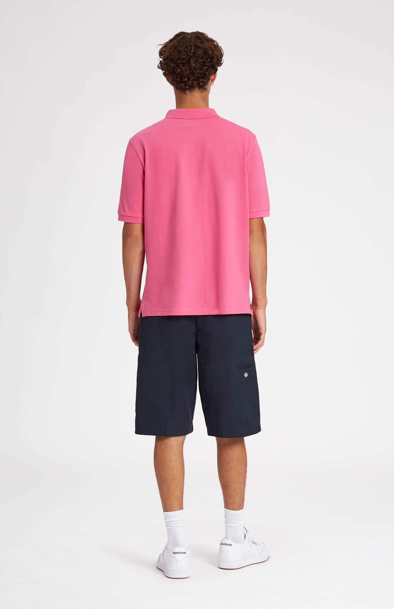 Cotton Heritage Golf Polo Shirt In Heather Pink on male mode rear view - Pringle of Scotland