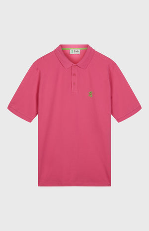 Heritage Golf Cotton Polo Shirt In Heather Pink flat shot - Pringle of Scotland