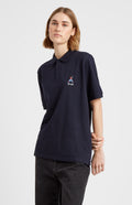 Geometric George Golf Cotton Polo Shirt In Navy