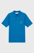 Geometric George Golf Cotton Polo Shirt In Lagoon flat shot - Pringle of Scotland
