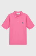 Geometric George Golf Cotton Polo Shirt In Heather Pink flat shot - Pringle of Scotland