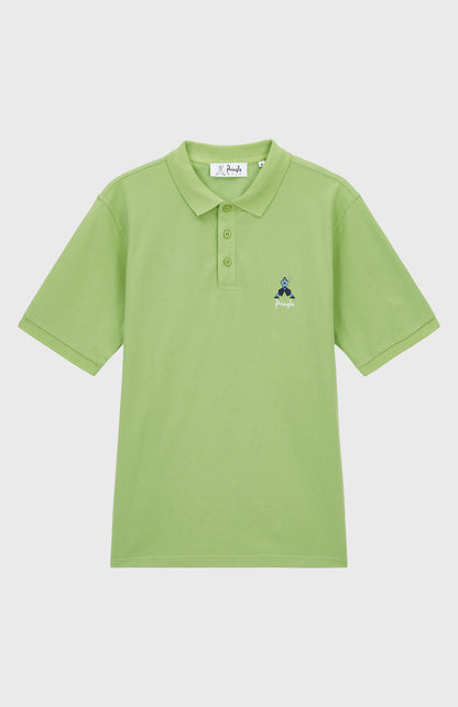 Geometric George Golf Cotton Polo Shirt In Field Green flat shot - Pringle of Scotland