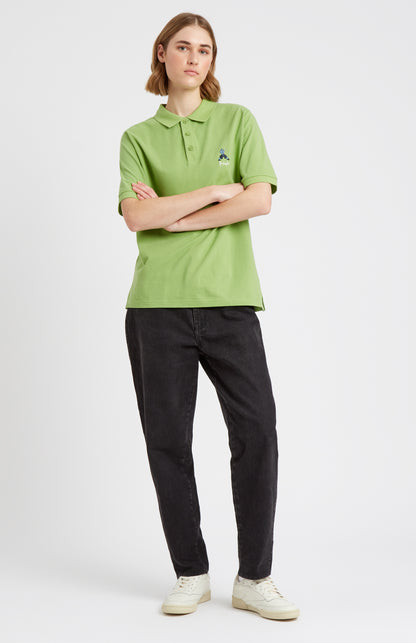 Geometric George Golf Cotton Polo Shirt In Field Green