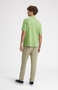 Geometric George Golf Cotton Polo Shirt In Field Green rear view - Pringle of Scotland