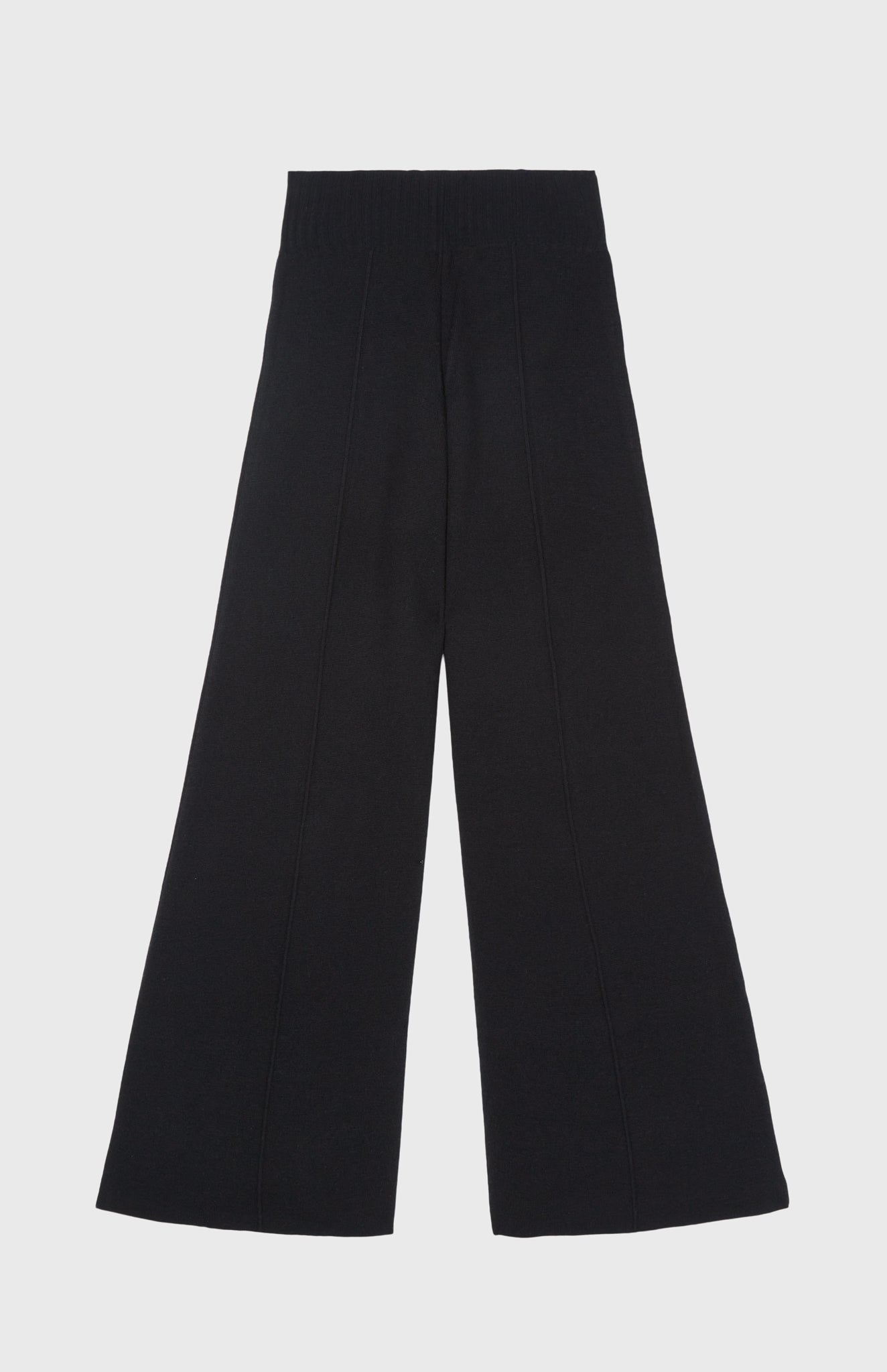 Knitted Wide Leg Cashmere Blend Trousers In Black