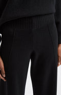 Knitted Wide Leg Cashmere Blend Trousers In Black
